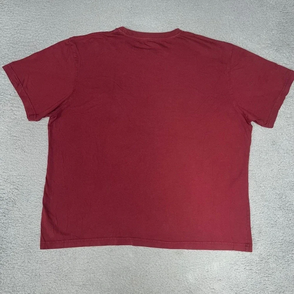 LL Bean T Shirt Men's Sz XL Maroon Plain 100% Cotton Crew Neck‎ Chest Pocket Tee